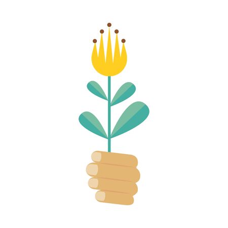 beautiful flower and leafs garden icon vector illustration designのイラスト素材