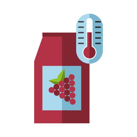 grapes fresh fruits in box packing and thermometer vector illustration designのイラスト素材