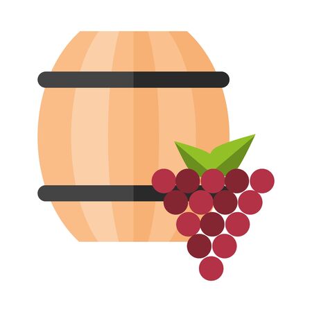 wine barrel drink with grapes vector illustration designのイラスト素材