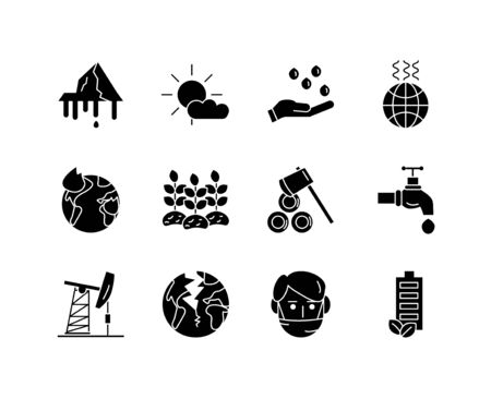 bundle of environment set flat style icons vector illustration designのイラスト素材