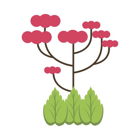beautiful flowers and leafs garden icon vector illustration designのイラスト素材