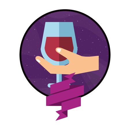 hand human lifiting wine cup drink vector illustration designのイラスト素材