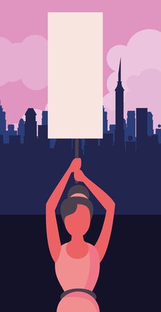 activist woman with protest banner vector illustration designのイラスト素材