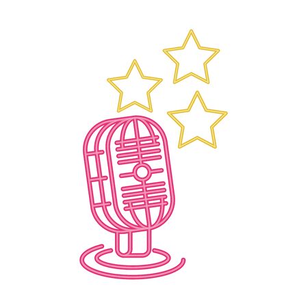 microphone sound accessory neon lights vector illustration designのイラスト素材