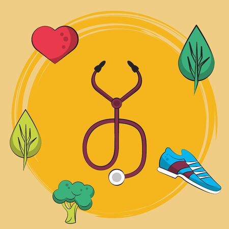 healthy life style set icons vector illustration designのイラスト素材