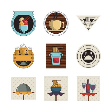 bundle of restaurant set icons vector illustration designのイラスト素材