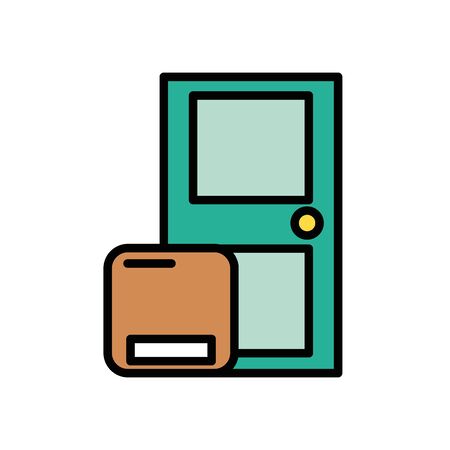 door with box carton packing postal service vector illustration designのイラスト素材
