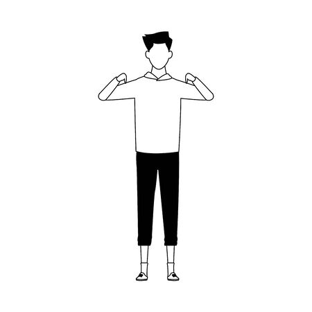 avatar happy man standing icon over white background, vector illustrationのイラスト素材