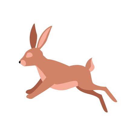 cartoon rabbit jumping over white background, colorful design. vector illustrationのイラスト素材