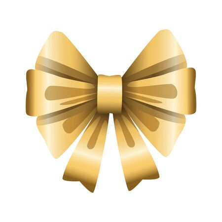 golden decorative bow icon over white background, vector illustrationのイラスト素材