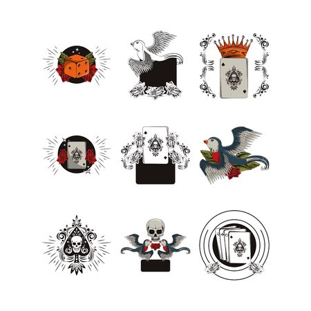 bundle of tatoos images icons vector illustration designのイラスト素材