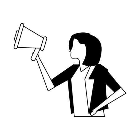 elegant businesswoman worker with megaphone vector illustration designのイラスト素材