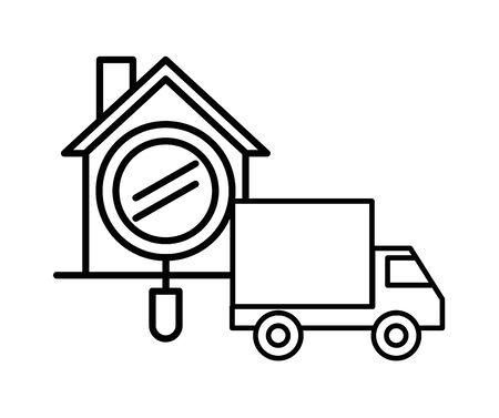 house front facade with truck vector illustration designのイラスト素材