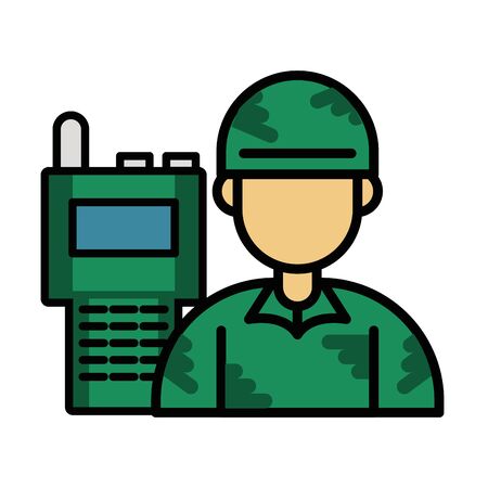soldier military force with radio communicator vector illustration designのイラスト素材