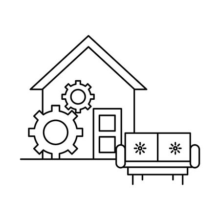 house front facade with sofa livingroom vector illustration designのイラスト素材
