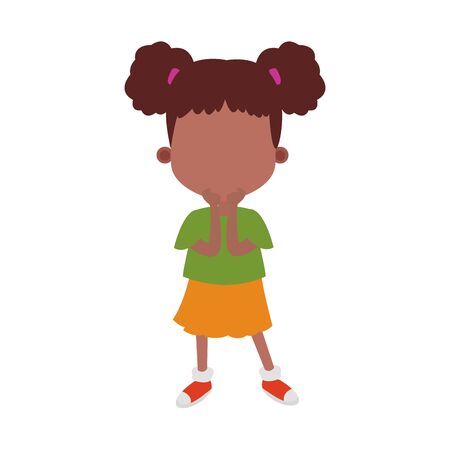 cartoon girl surprised icon over white background, vector illustrationのイラスト素材