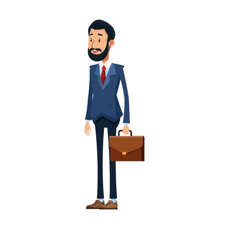 cartoon businessman standing icon over white background, vector illustrationのイラスト素材