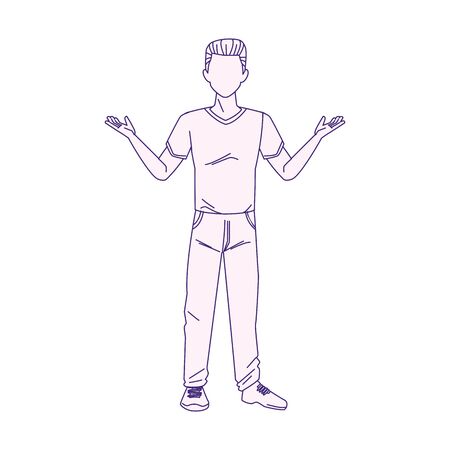 cartoon man standing icon over white background, flat design, vector illustrationのイラスト素材