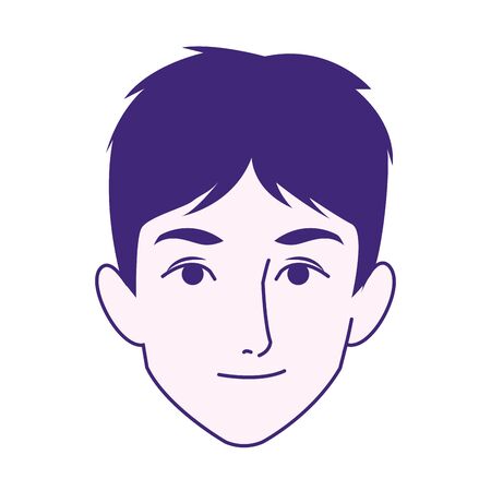 man face smiling icon over white background, flat design, vector illustrationのイラスト素材