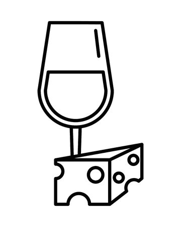 wine cup drink with cheese vector illustration designのイラスト素材
