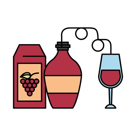 wine bottle drink with cup vector illustration designのイラスト素材