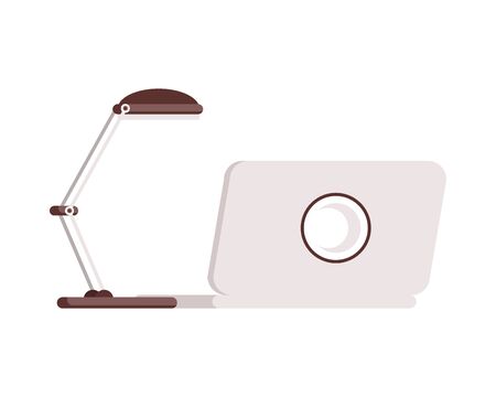 desk lamp with laptop computer device vector illustration designのイラスト素材