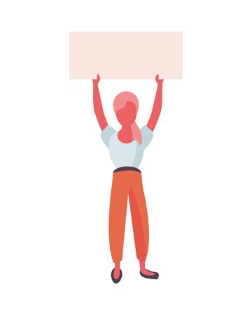 activist woman with protest banner vector illustration designのイラスト素材