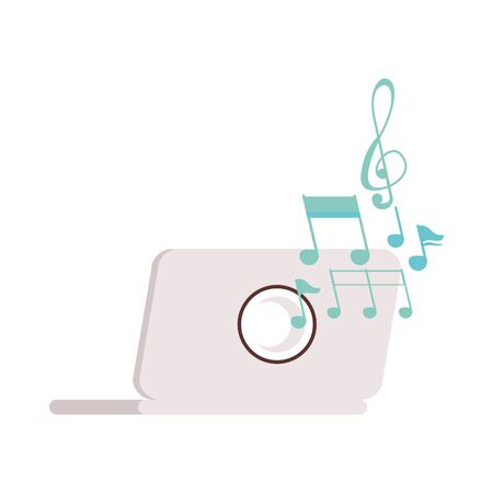 laptop computer with music notes vector illustration designのイラスト素材