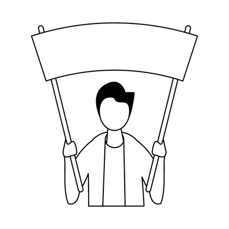 activist man with protest banner vector illustration designのイラスト素材