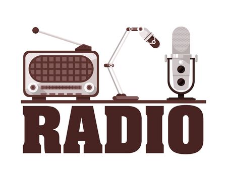 radio and microphone old devices vector illustration designのイラスト素材