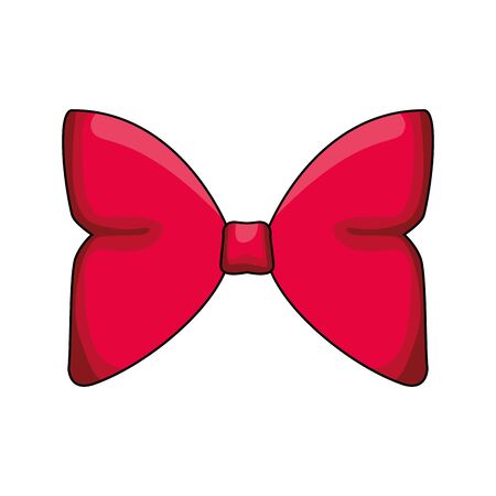 decorative red bow icon over white background, vector illustrationのイラスト素材