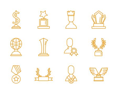 bundle of awards set icons vector illustration design