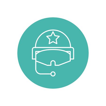 military force helmet with microphone isolated icon vector illustrationのイラスト素材
