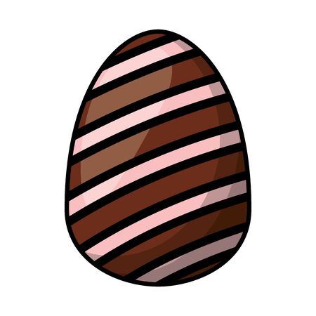 easter egg painted with stripes flat style vector illustration designのイラスト素材