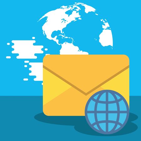 envelope postal service with sphere vector illustration designのイラスト素材