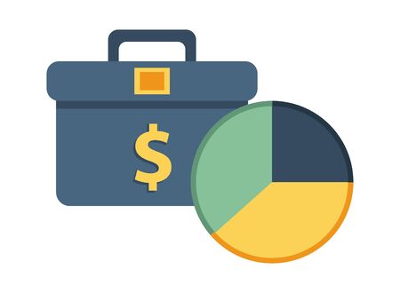 portfolio briefcase with statistics pie vector illustration designのイラスト素材