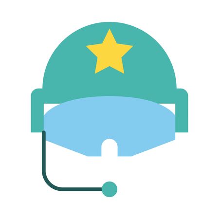 military force helmet with microphone line and fill style icon vector illustrationのイラスト素材