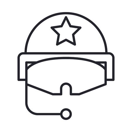 military force helmet with microphone line and fill style icon vector illustrationのイラスト素材