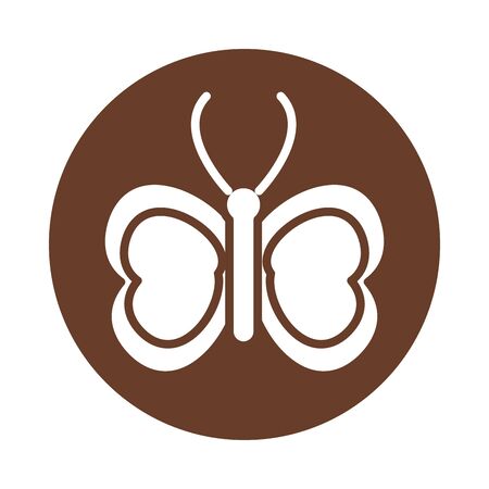 beautiful butterfly flying block style vector illustration designのイラスト素材