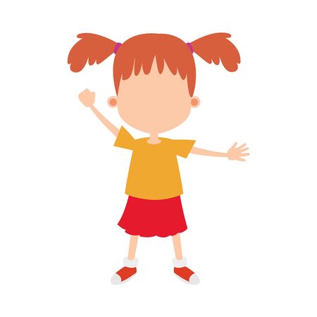 cartoon girl smiling icon over white background, vector illustrationのイラスト素材
