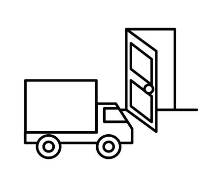 delivery service truck with door vector illustration designのイラスト素材