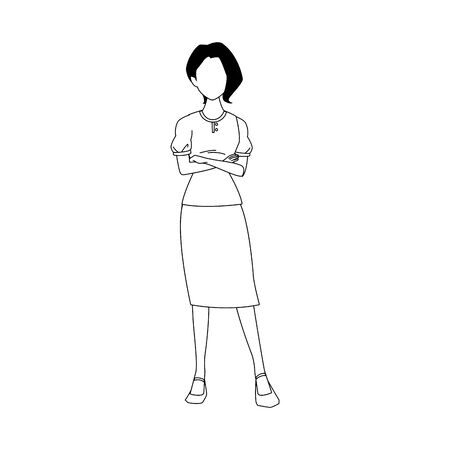 elegant woman standing icon over white background, vector illustrationのイラスト素材