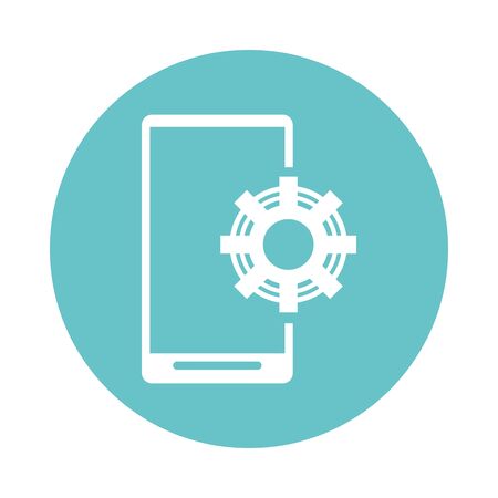 smartphone technology with gear settings vector illustration designのイラスト素材