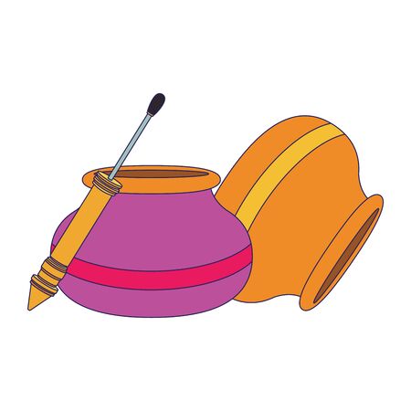 bowls and pichkari icon over white background, vector illustrationのイラスト素材