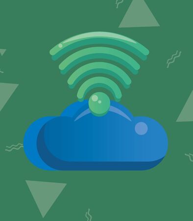 cloud computing server with wifi signal vector illustration designのイラスト素材