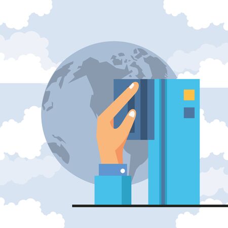 hand with credit card ecommerce icon vector illustration designのイラスト素材