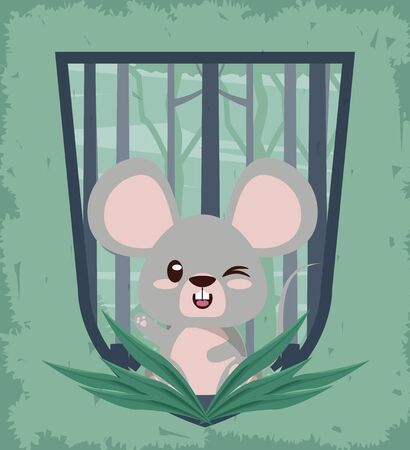 cute mouse animal character in the forest vector illustration designのイラスト素材