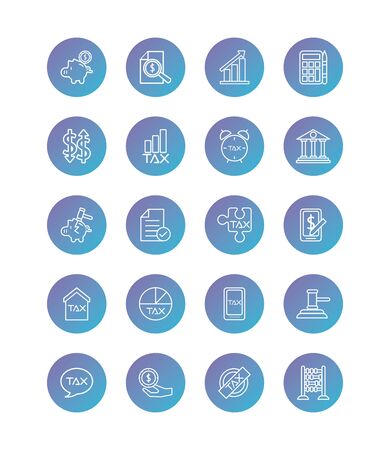 bundle of taxes set degraded style icons vector illustration designのイラスト素材