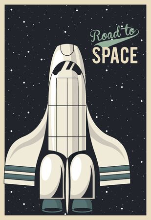 life in the space poster with spaceship vector illustration designのイラスト素材