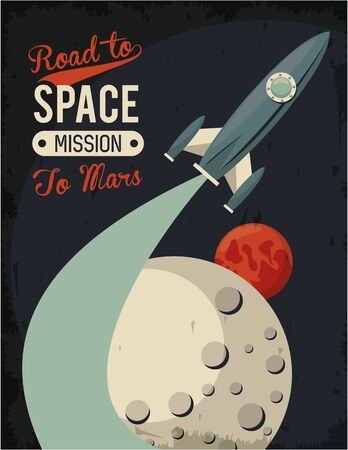 life in the space poster with rocket start up vector illustration designのイラスト素材